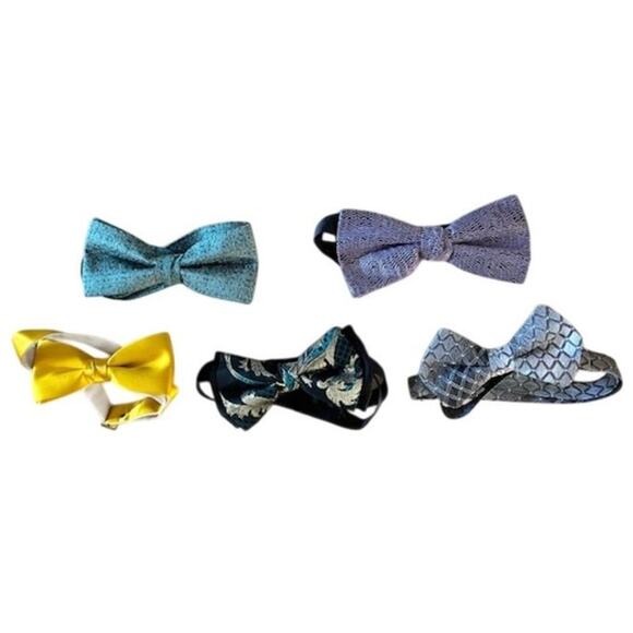 Vintage & Modern Bow Tie Lot – 5 Pre-Tied Adjustable Bowties - Picture 1 of 9